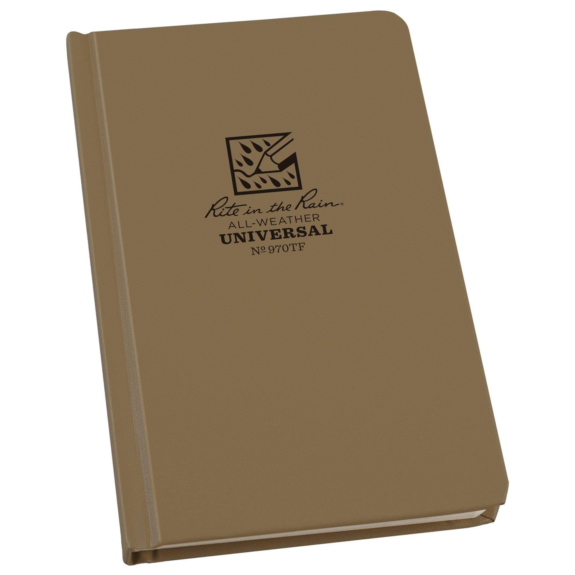Rite in the Rain Universal Hard Cover Book 970TF, 4 3/4" x 7 1/2", Tan, cuaderno
