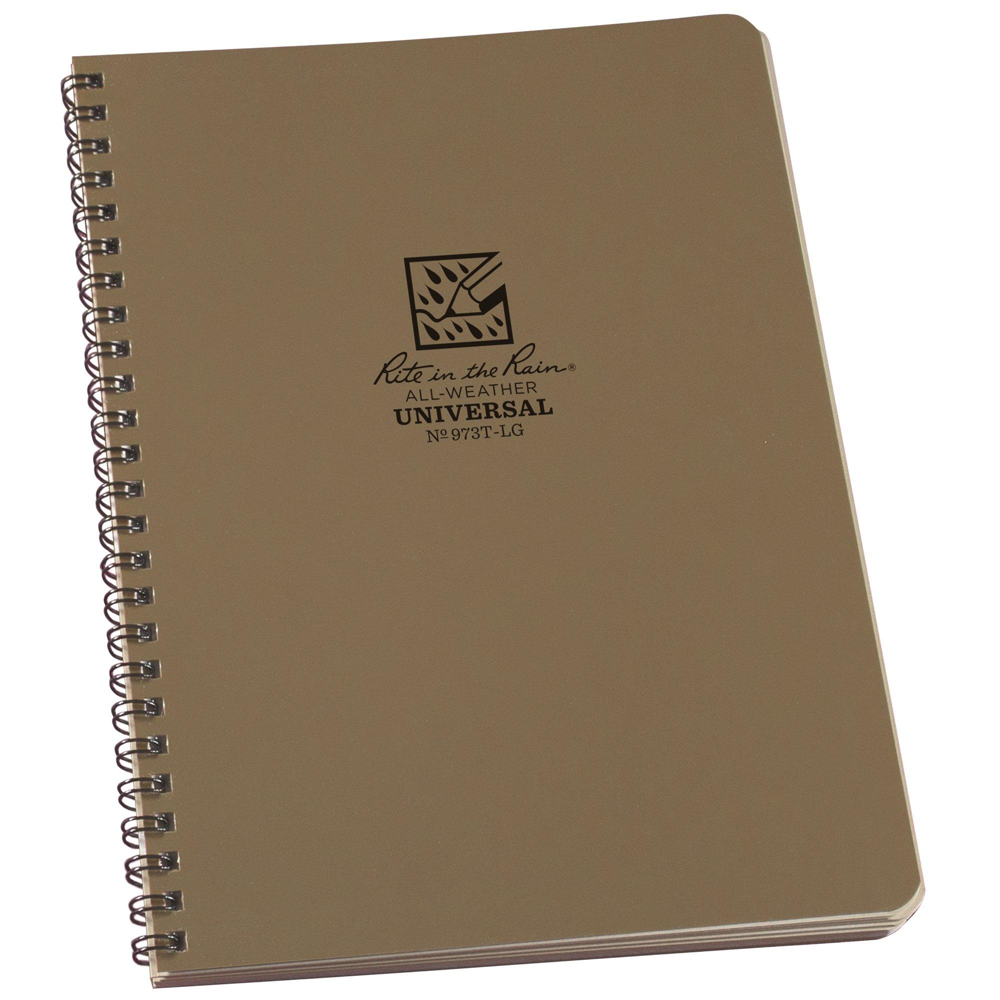 Rite in the Rain Side Spiral Notebook 973T-LG 6 5/8" x 8 1/2", Tan, Line Grid, Notizbuch
