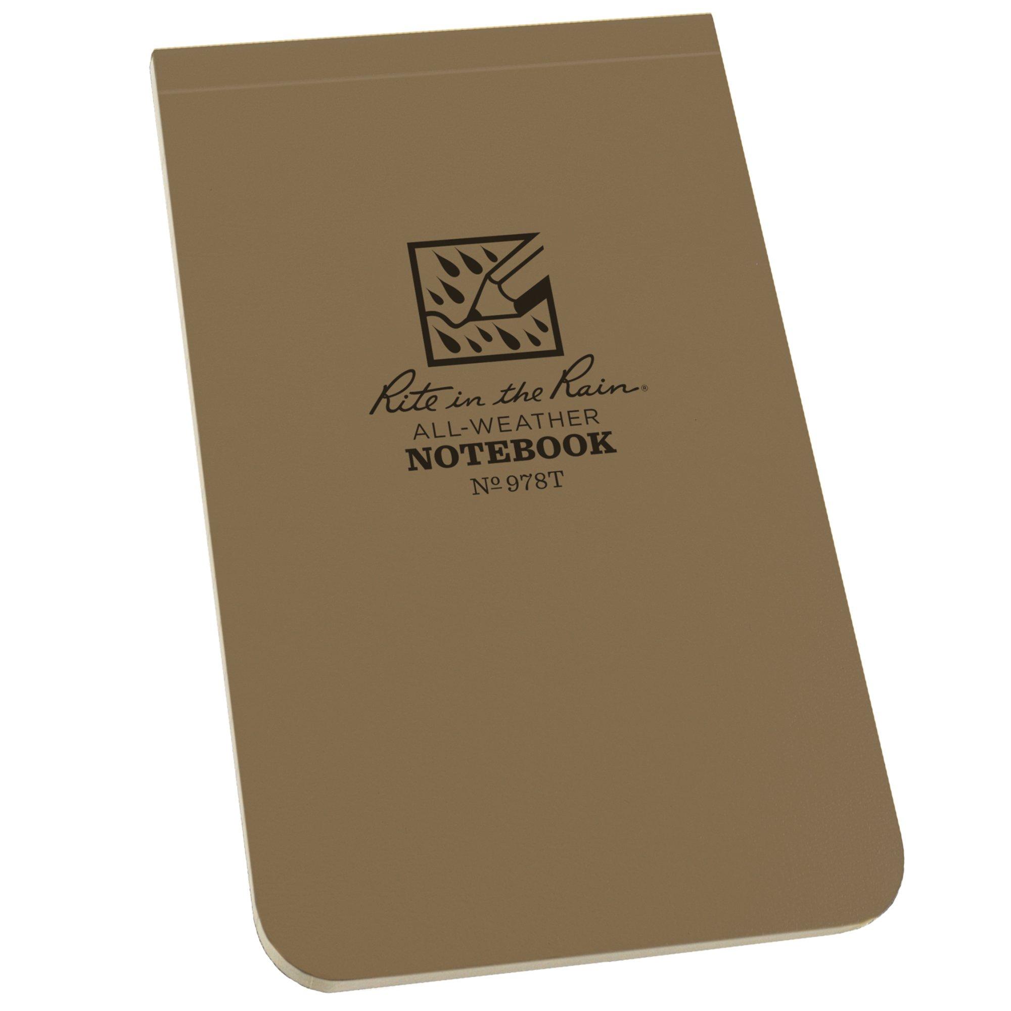 Rite in the Rain Soft Cover Top Bound Notebook 978T, 3 1/4" x 5 1/4", Tan, Notizblock