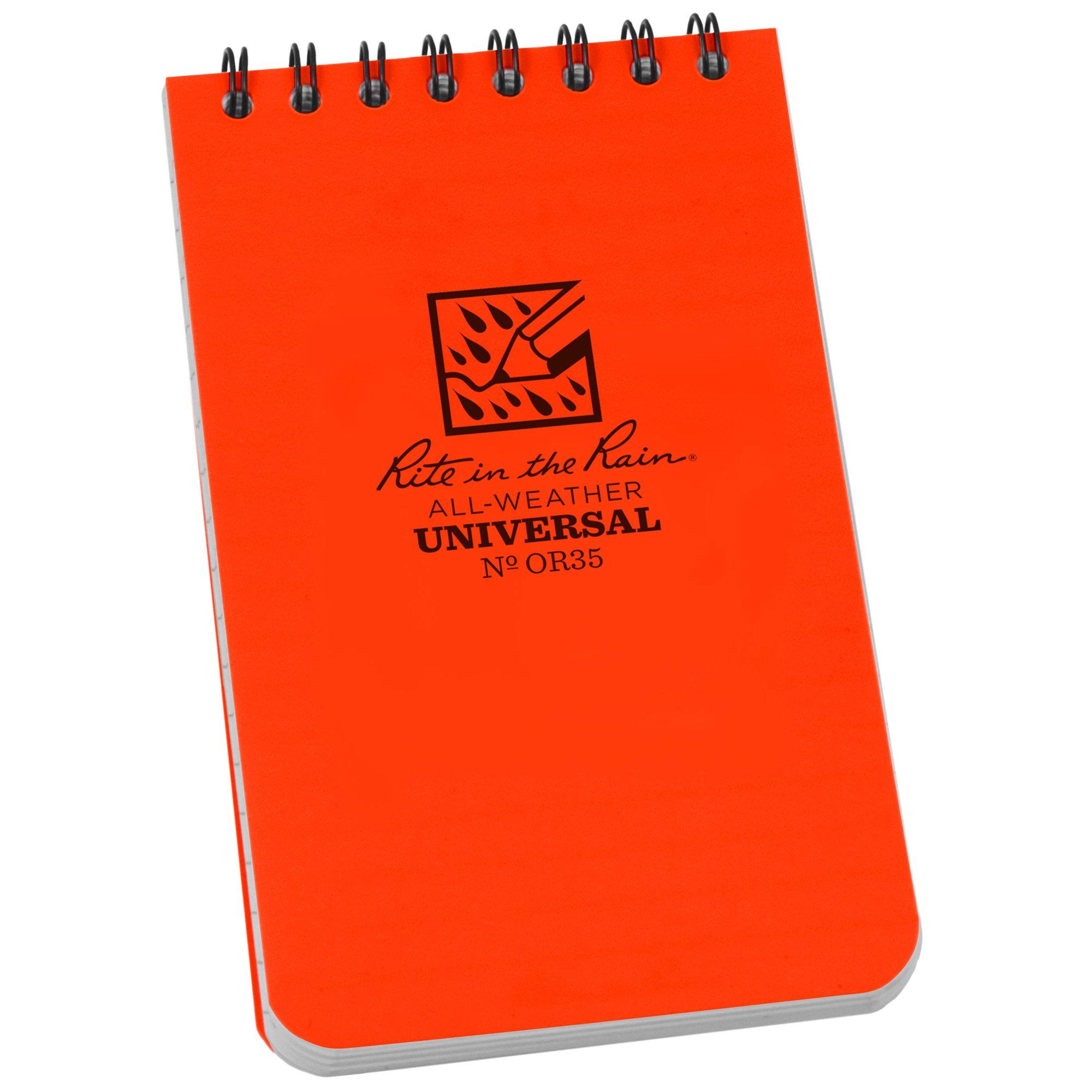 Rite in the Rain Top Spiral Notebook OR35, 3" x 5", Orange, Notizblock