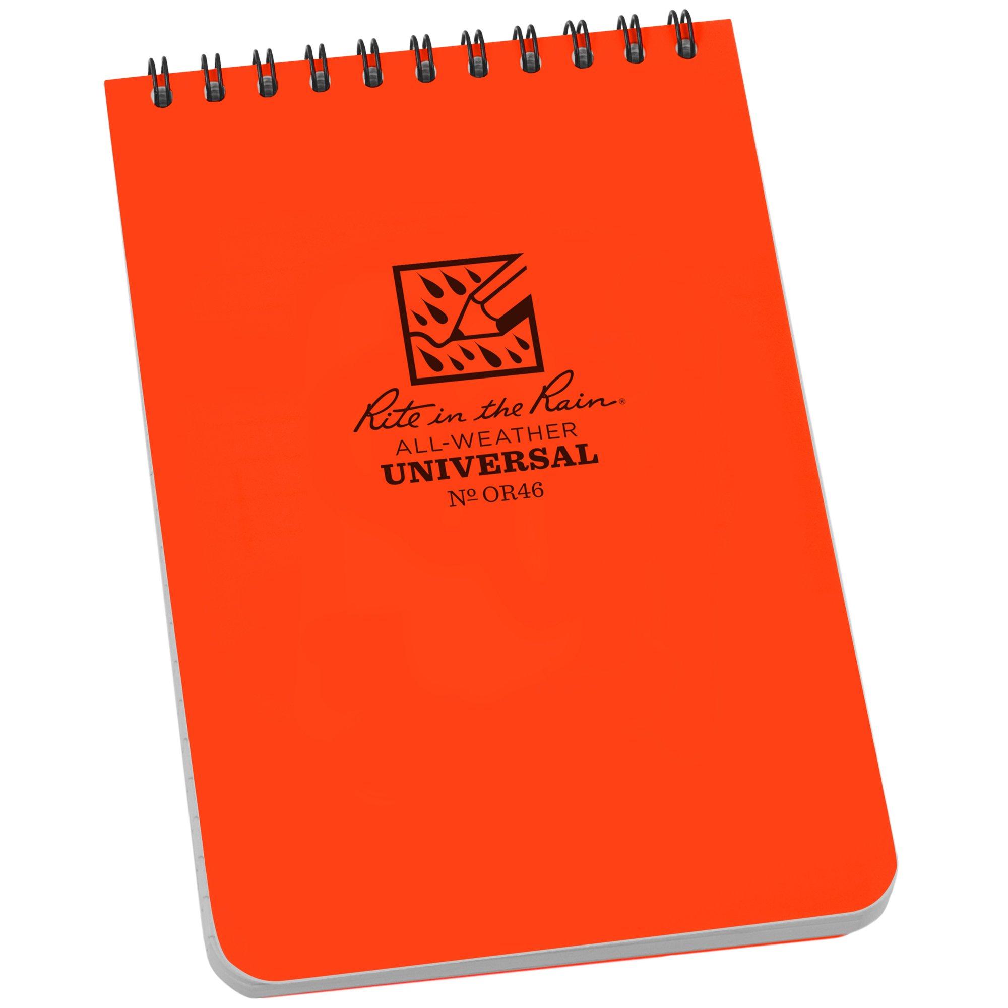 Rite in the Rain Top Spiral Notebook OR46, 4" x 6", Orange, Notizblock