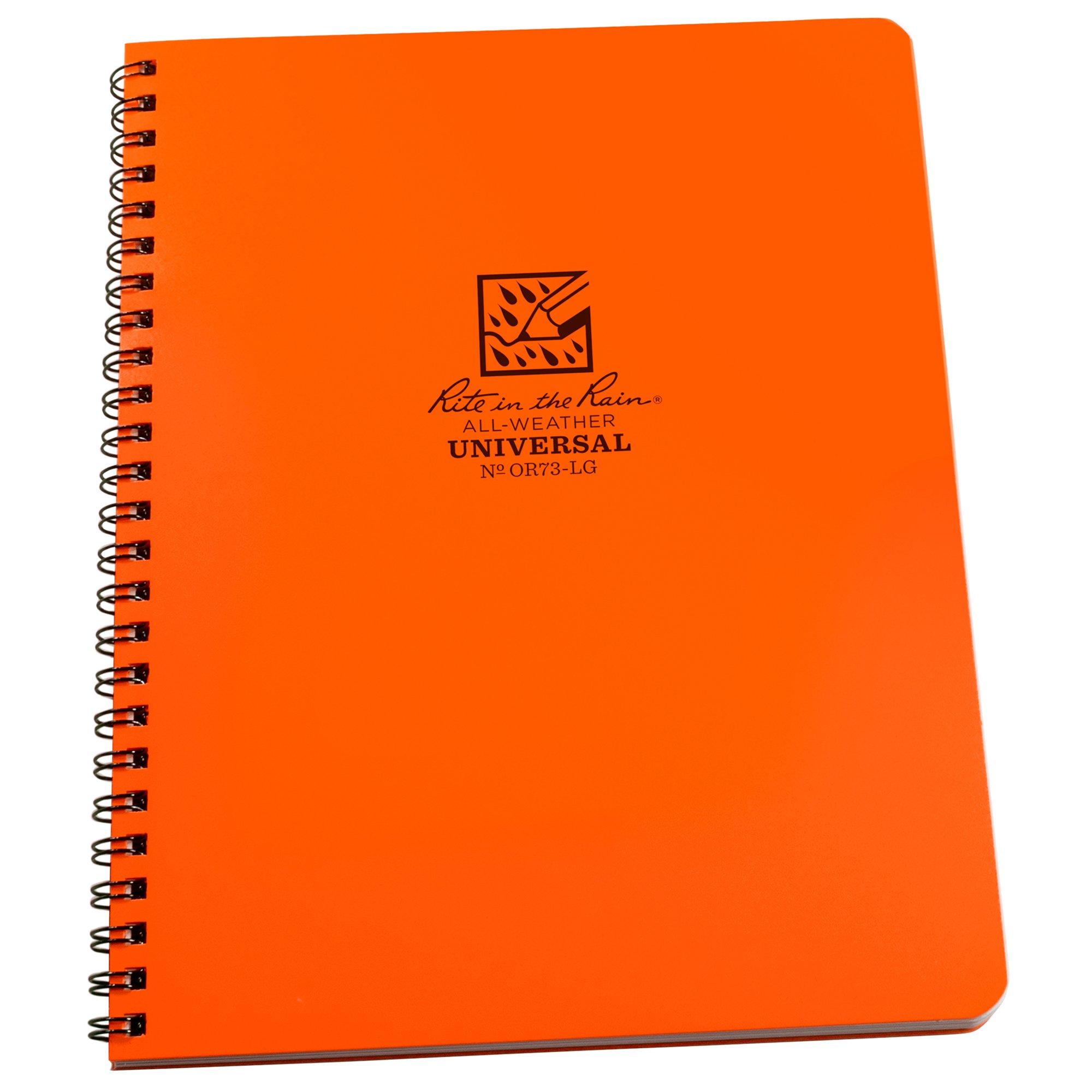 Rite in the Rain Side Spiral Notebook OR73-LG 6 5/8" x 8 1/2", Orange, Line Grid, Notizbuch