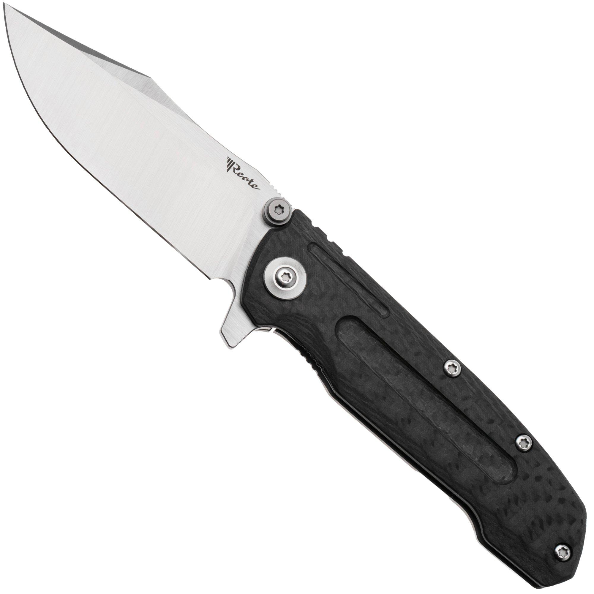Reate District 9 V2, 9DV2-BE-SAT-TI-SAT, Satin 154CM, Bead Blasted Titanium/Carbon Fiber pocket knife