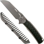Reate JACK 2.0 Carbonfiber Wirewheel, M390 Handrubbed couteau de poche avec peigne