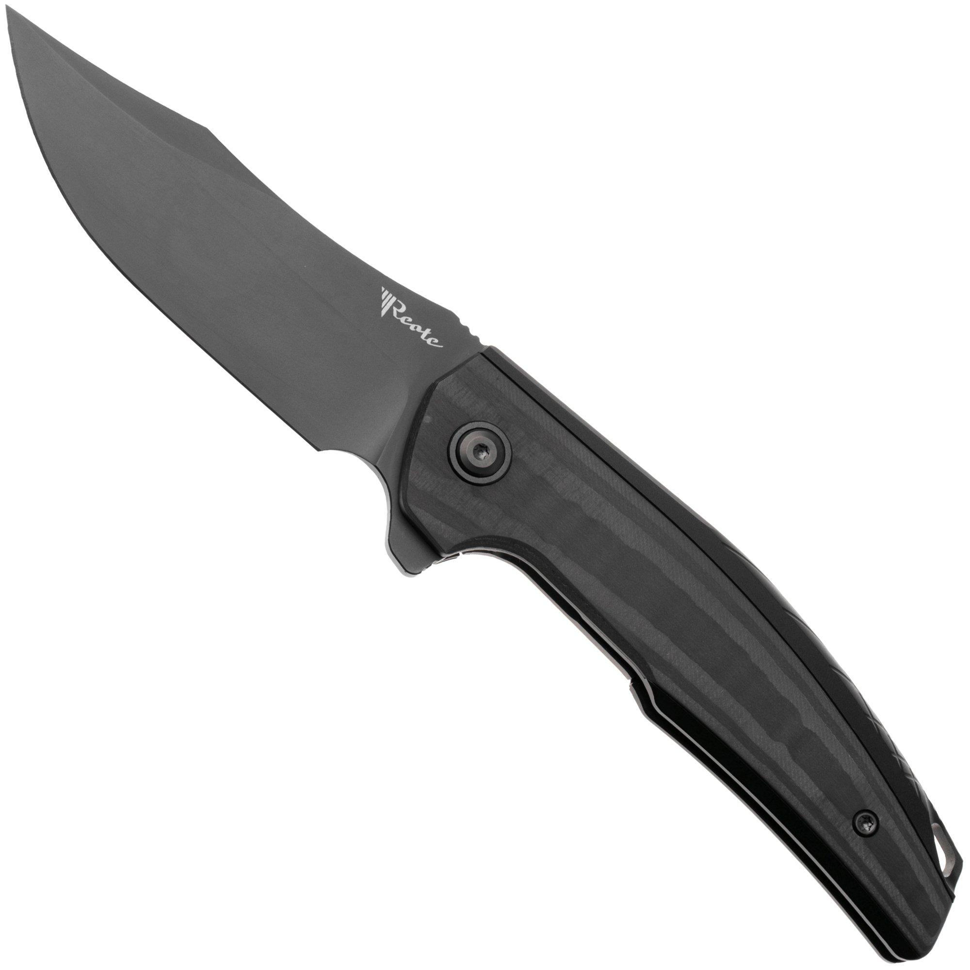 Reate Jack Jr. JJR-BL-DLC-AL-BL, Black DLC CPM S30V, Black Aluminum / Carbon Fiber pocket knife
