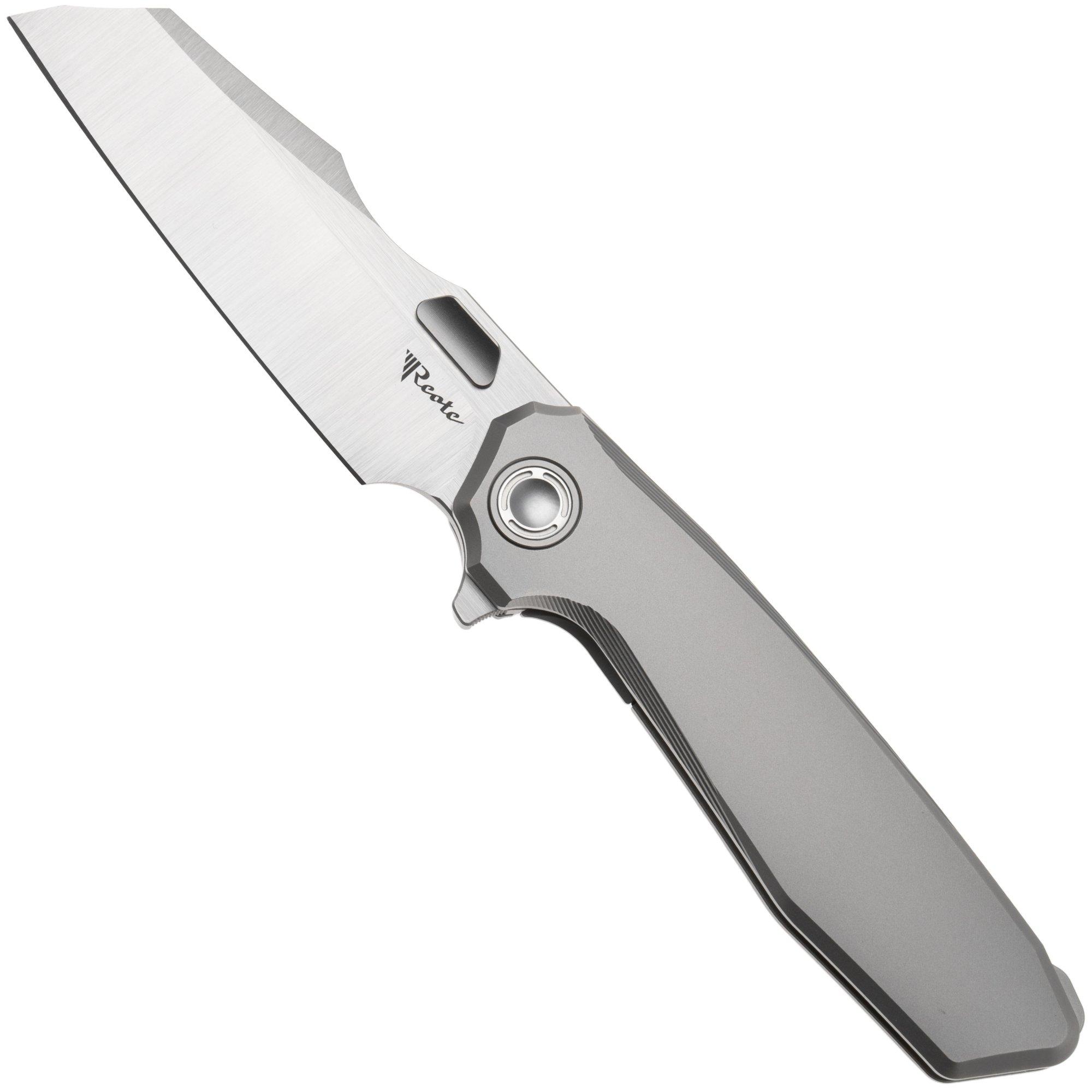 Reate Mantis Satin Elmax, Smooth Bead Blasted Titanium, zakmes