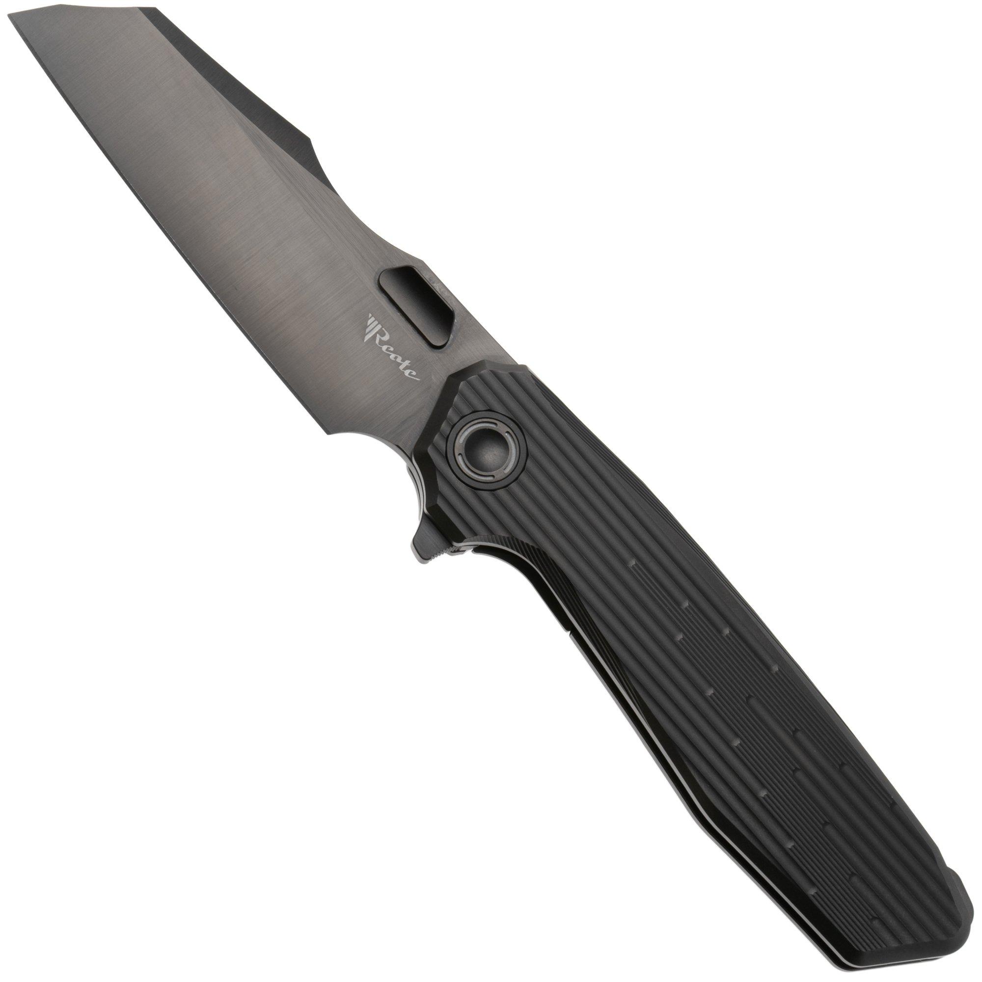Reate Mantis Black DLC Elmax, Patterned Black DLC Titanium, zakmes
