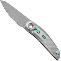 Afbeelding voor Reate VK-TRON-TI-GRY, Stonewashed M390, Bead Blasted Titanium, Crystalized Titanium Hardware zakmes, Vulpex Knives design