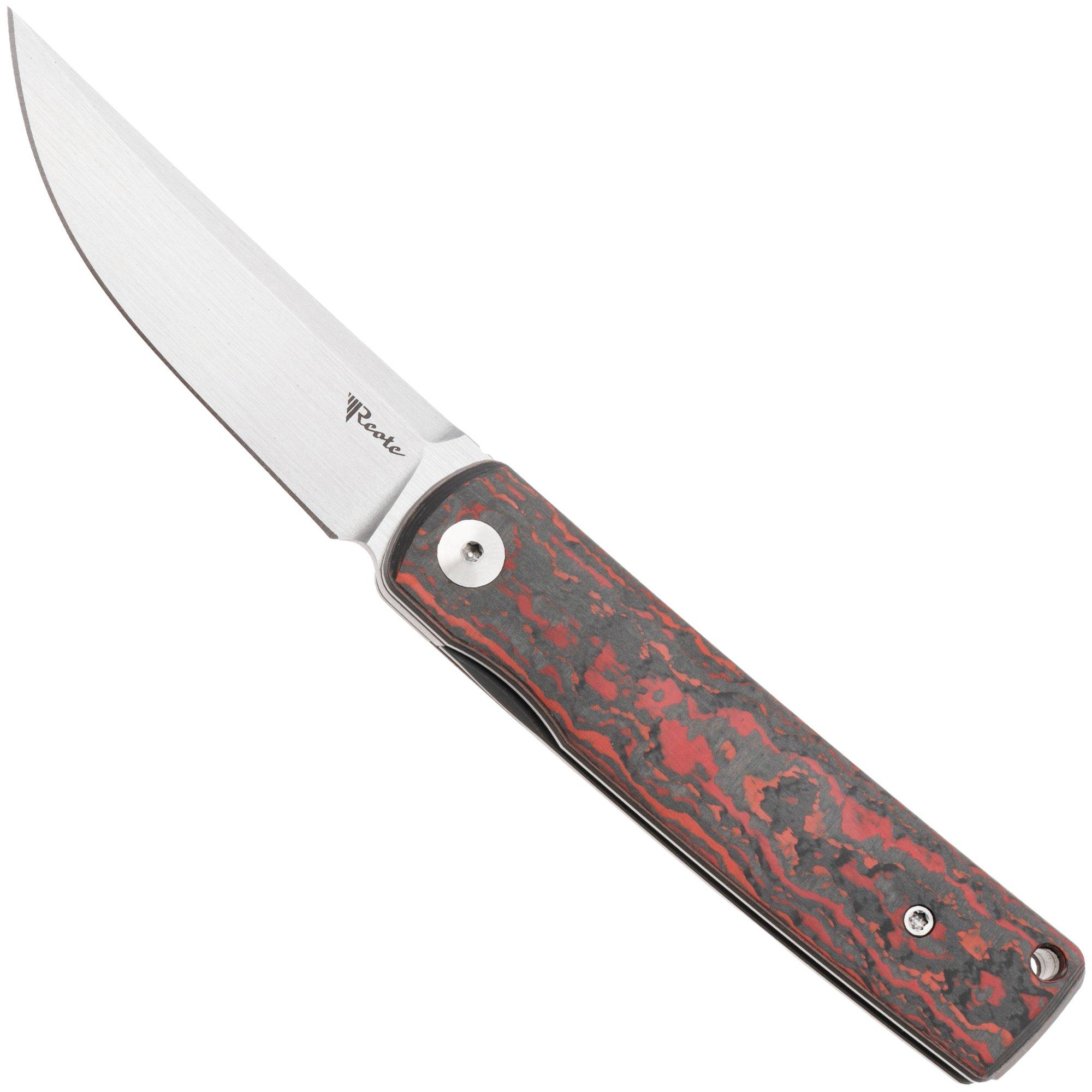 Reate Bushido, Satin M390, Lava Flow FatCarbon, couteau de poche