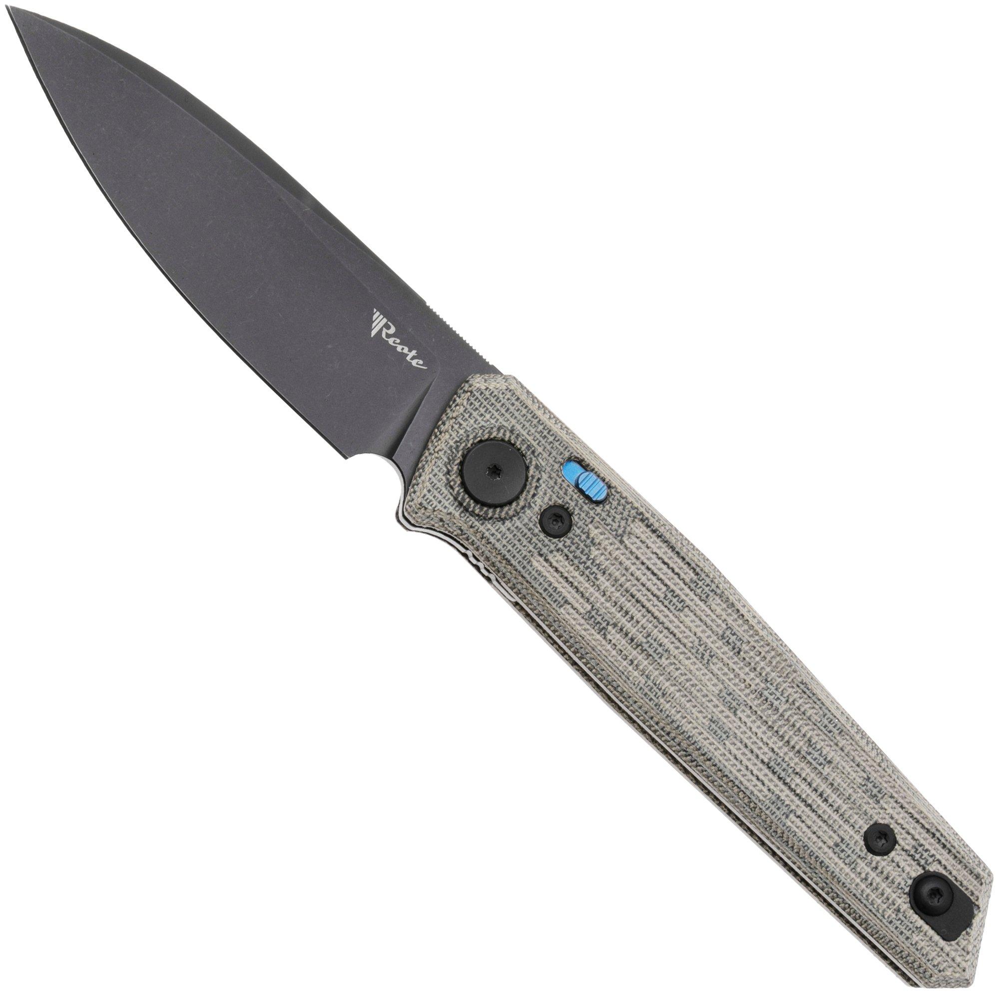 Reate PL-6 PVD Nitro-V, Green Black Micarta, couteau de poche