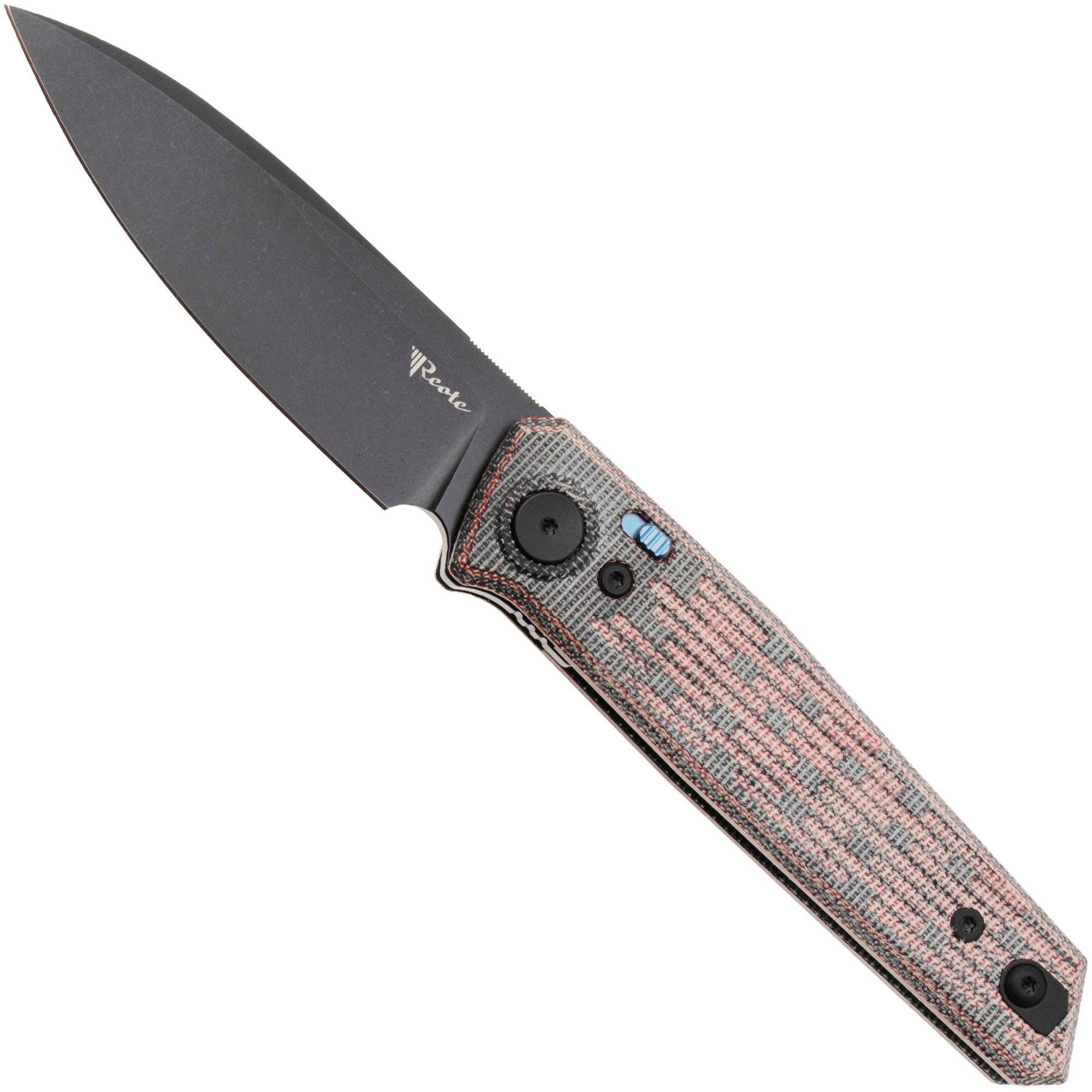 Reate PL-6 PVD Nitro-V, Red Black Micarta, couteau de poche