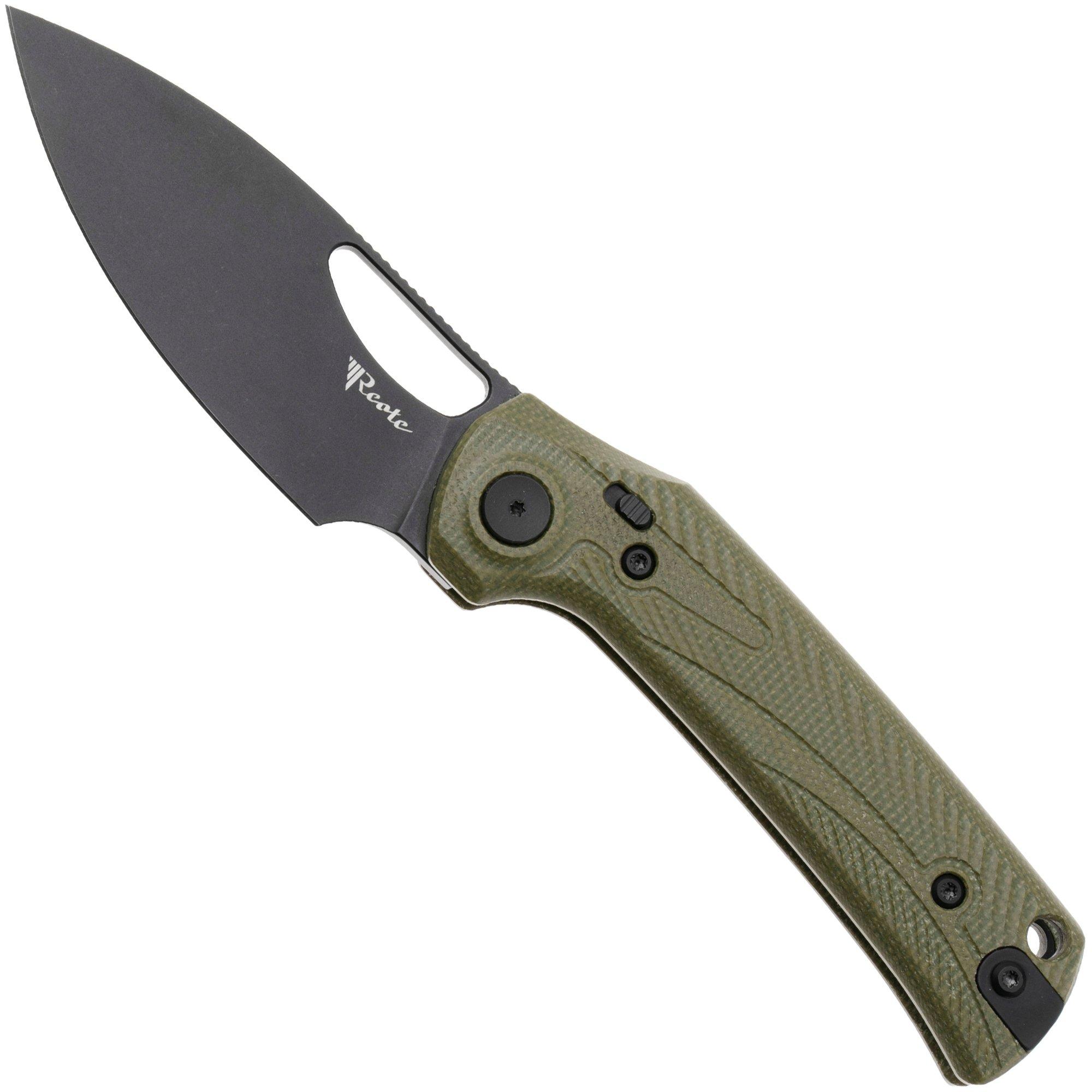 Reate PL-XE PVD Nitro-V, Green Micarta, navaja