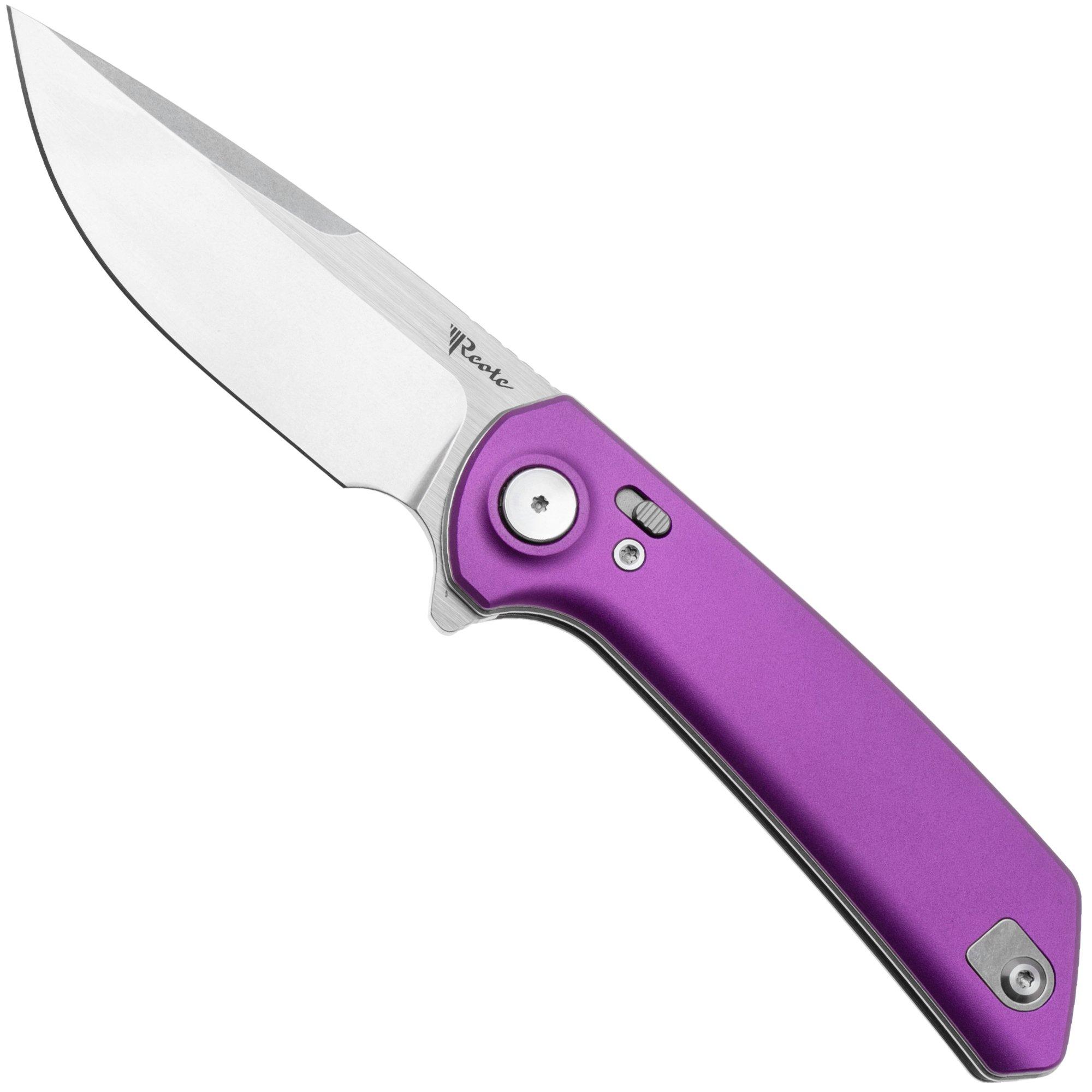 Reate PL-XF Stonewashed NItro-V, Purple Aluminium, couteau de poche