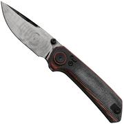 Afbeelding voor Reate PL-XT, DLC Damascus, Black/Red Micarta zakmes, Alvin Lee design