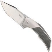 Reate T3000 Marble Carbon Fibre, Grey Hardware pocket knife, Tashi Bharucha design