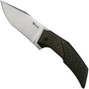 Reate T3500 Black Stonewashed Brass Titanium coltello da tasca, Tashi Bharucha design