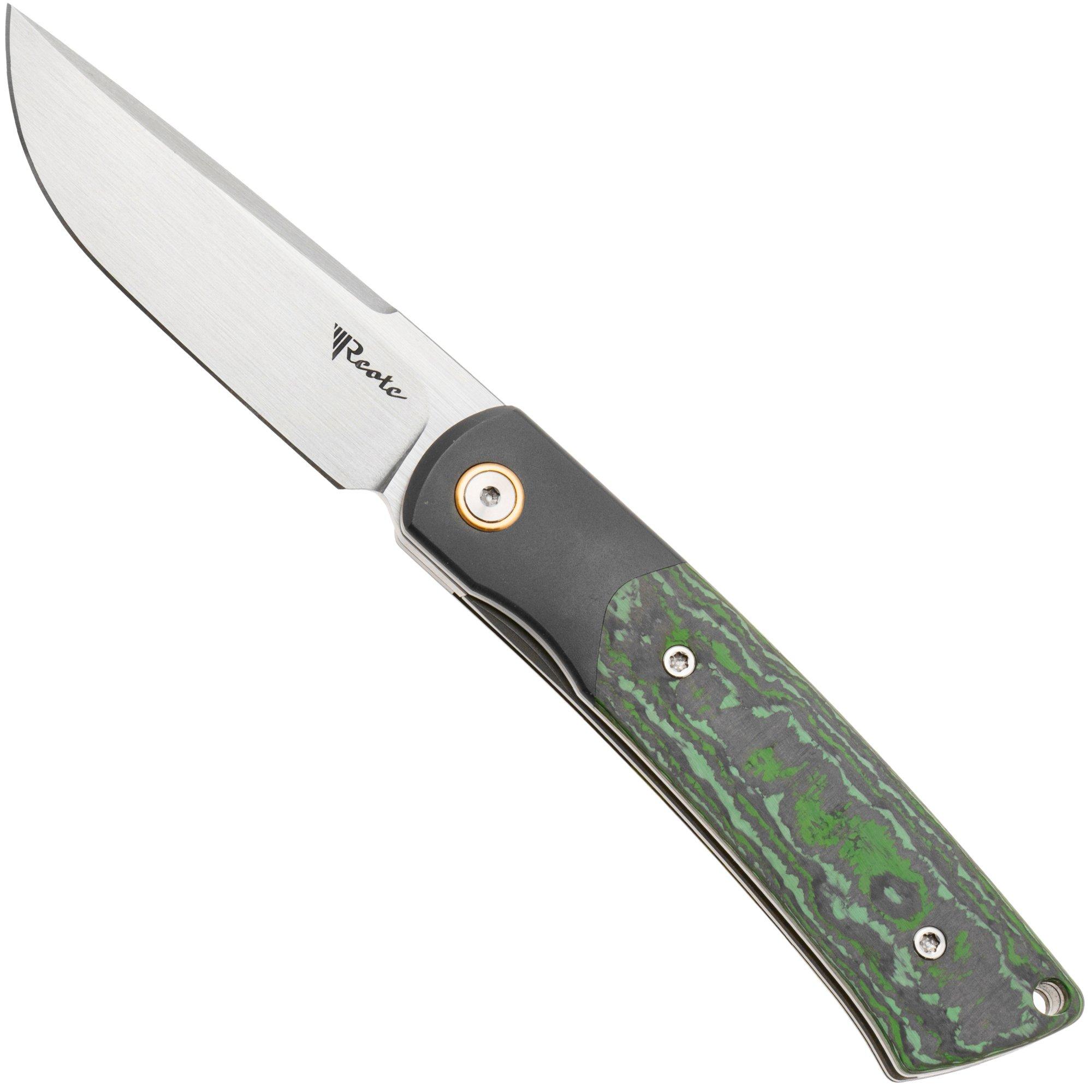 Reate Tribute Satin M390, Titanium FatCarbon Jungle Wear, Taschenmesser, Jack Chen Design