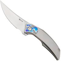 Imagem para Reate Velocity Hand Satin Elmax, Bead Blasted Titanium Zircute Inlay, navalha,  Tashi Bharucha design