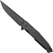 Ruike P108-SB Black pocket knife, Blackwashed frame