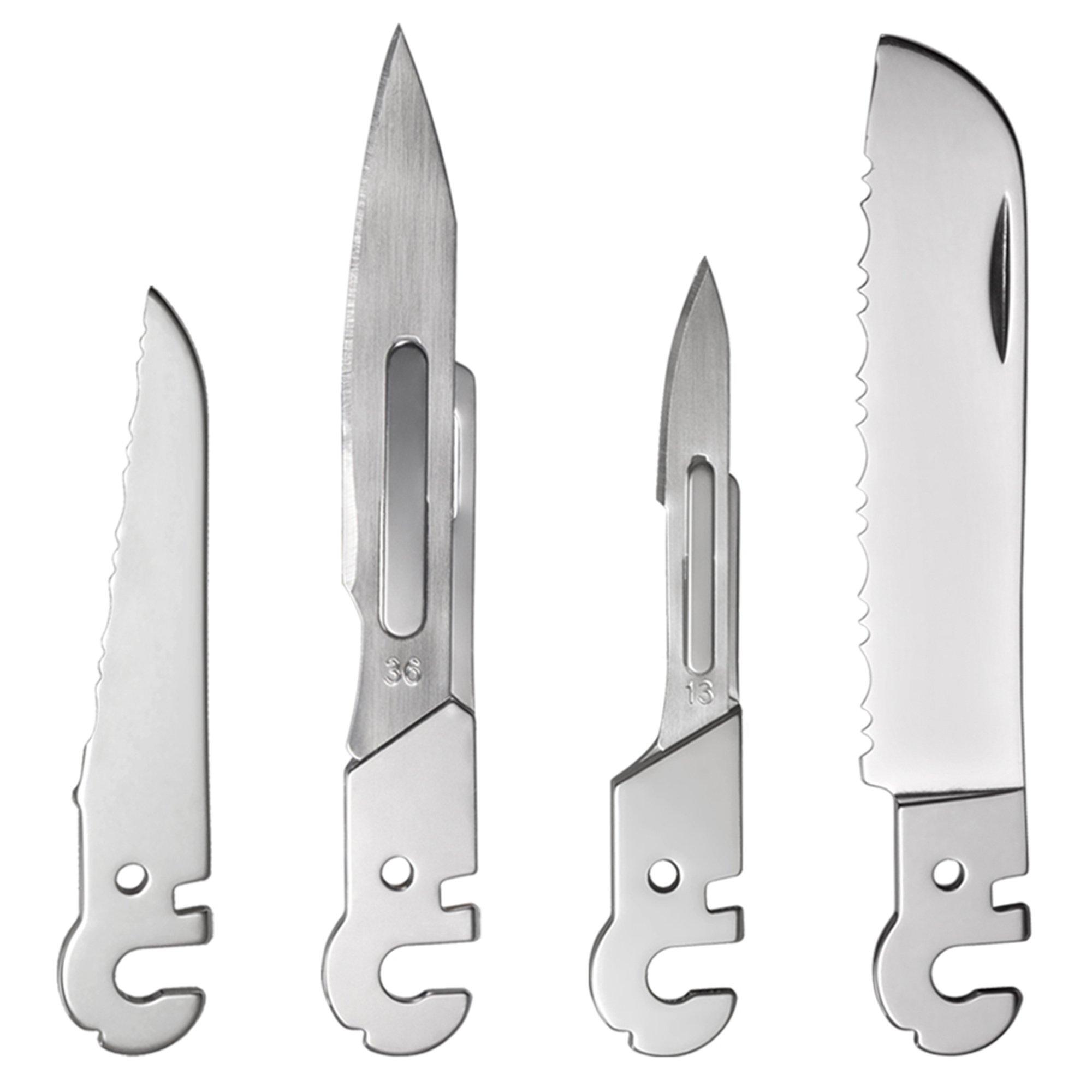 Roxon Flex FT02 Small Serrated Blade, Scalpel #3, Scalpel #4, Large Serrated Blade, 4 interchangeable tools for Flex system