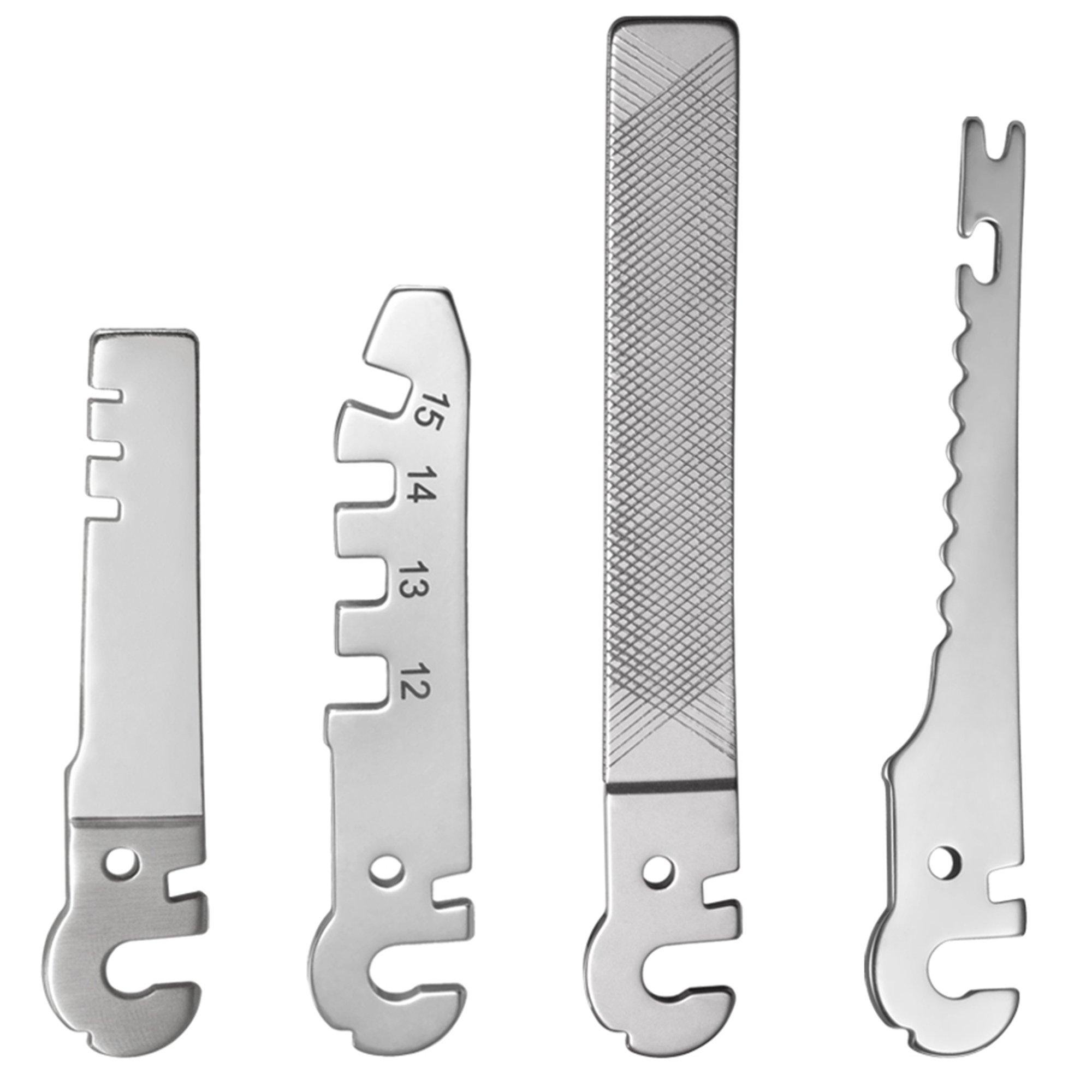 Roxon Flex FT03 Flat File, Fish Hook Remover, Fish Scaler, Fish Hook Sharpener, Bicycle Spoke Wrench, 4 austauschbare Werkzeuge für das Flex-System