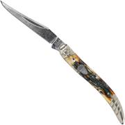 Rough Ryder Toothpick Cinnamon Stag RR2154 Damascus slipjoint pocket knife