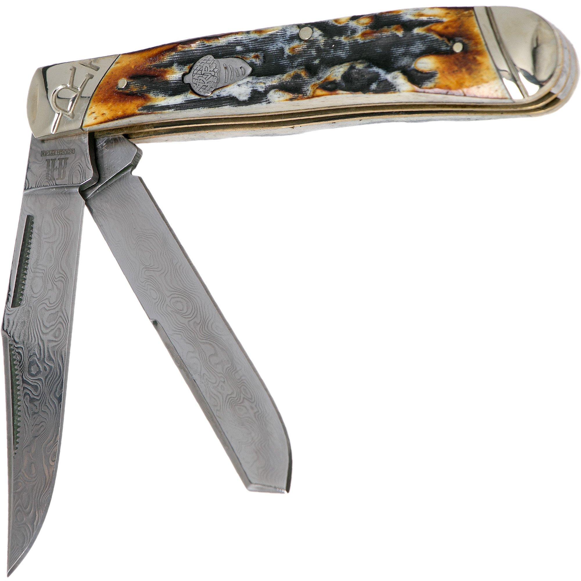 Scyzoryk Rough Ryder Trapper Cinnamon Stag RR2155 Damascus