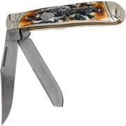 Rough Ryder Trapper Cinnamon Stag RR2155 Damascus slipjoint pocket knife