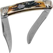 Rough Ryder Small Moose Cinnamon Stag RR2157 Damascus slipjoint pocket knife