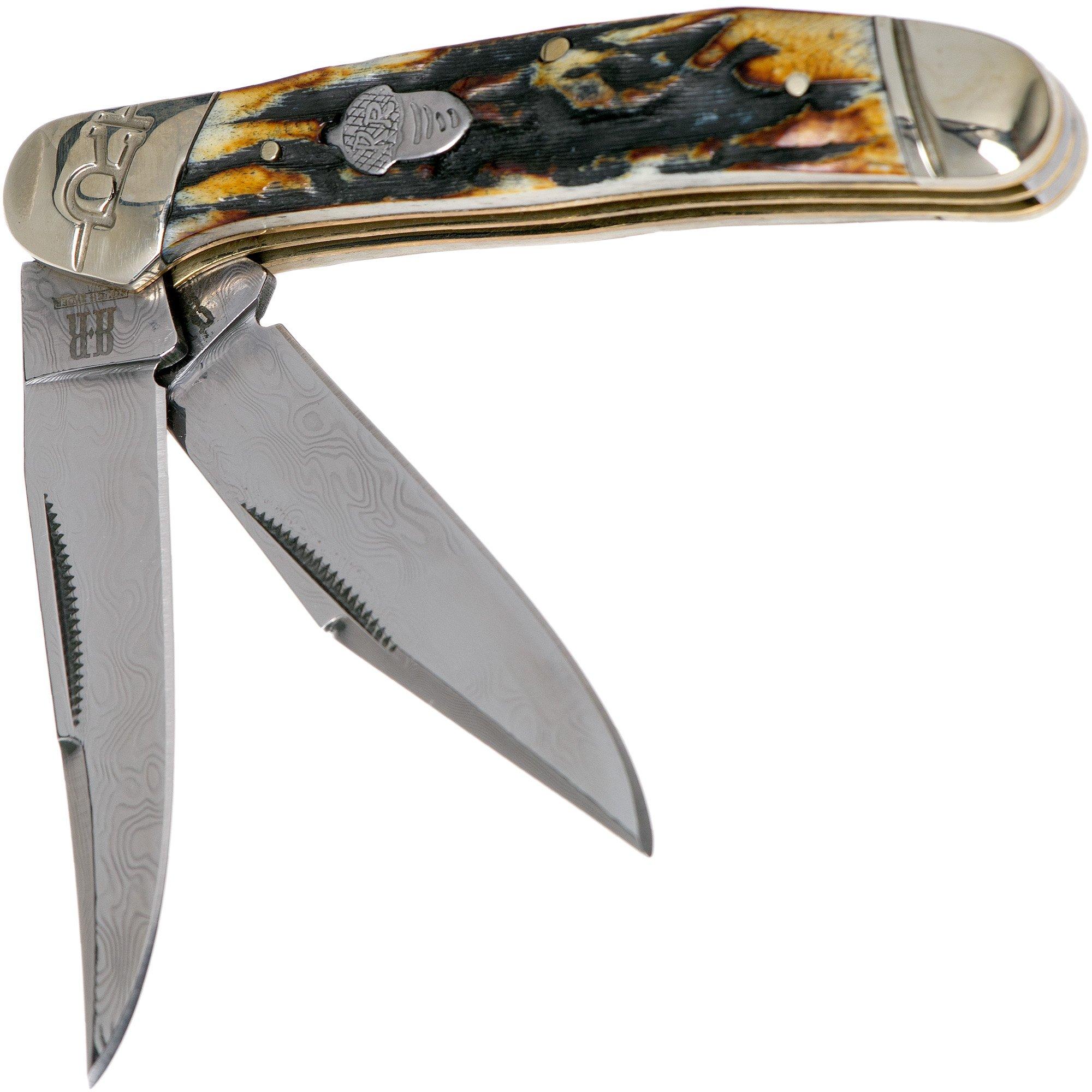 Rough Ryder Copperhead Cinnamon Stag RR2161 Damascus slipjoint