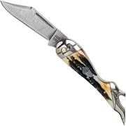 Rough Ryder Lady Leg Knife Cinnamon Stag RR2162 Damascus coltello da tasca slipjoint