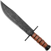 Rough Ryder Combat Bowie RR2586, Blackwashed Stainless, Stacked Leather, vaststaand mes