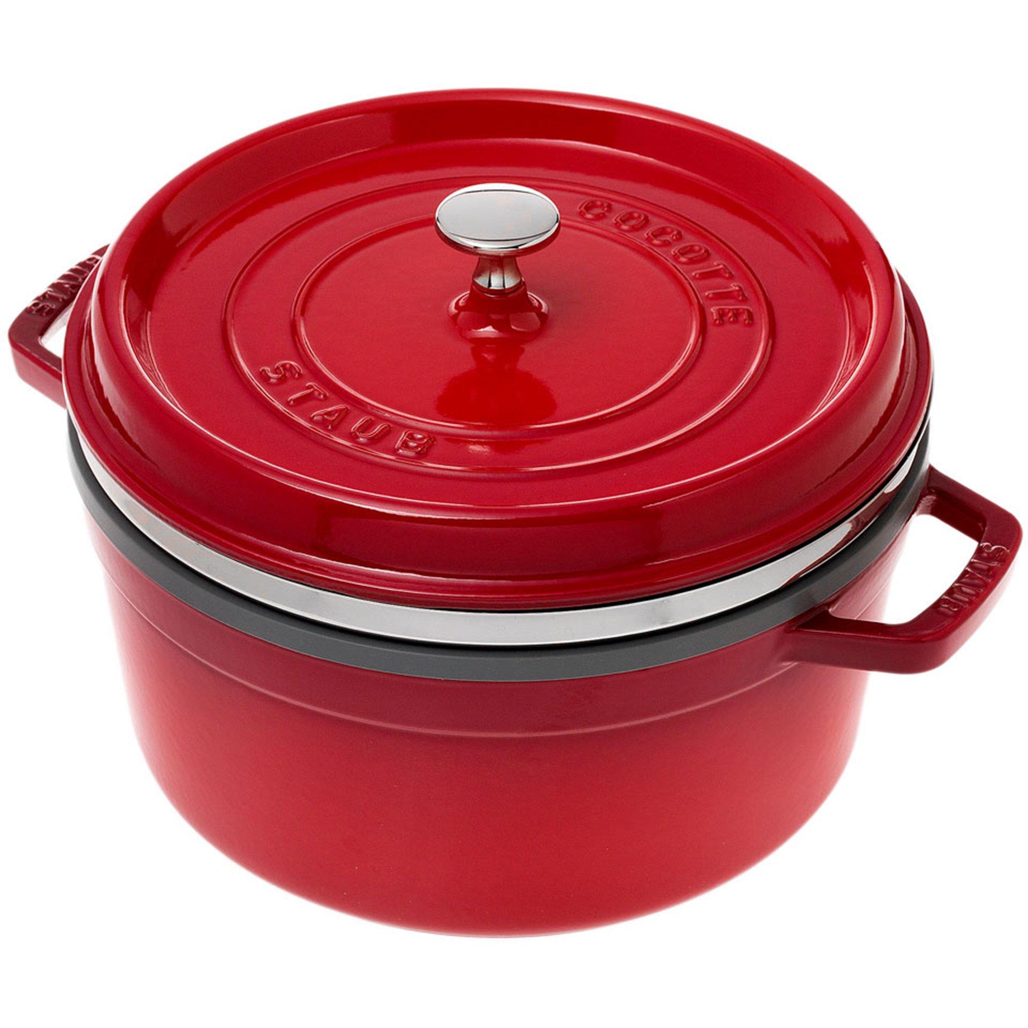 Staub roasting pan - cocotte 26cm, 5,2L, red with steam tray