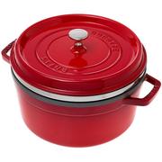 Staub braadpan - cocotte 26cm, 5,2L, rood met stoominzet