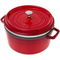 Bild für Staub Cocotte / Bräter 26cm, 5,2L, rot mit Dämpfeinsatz