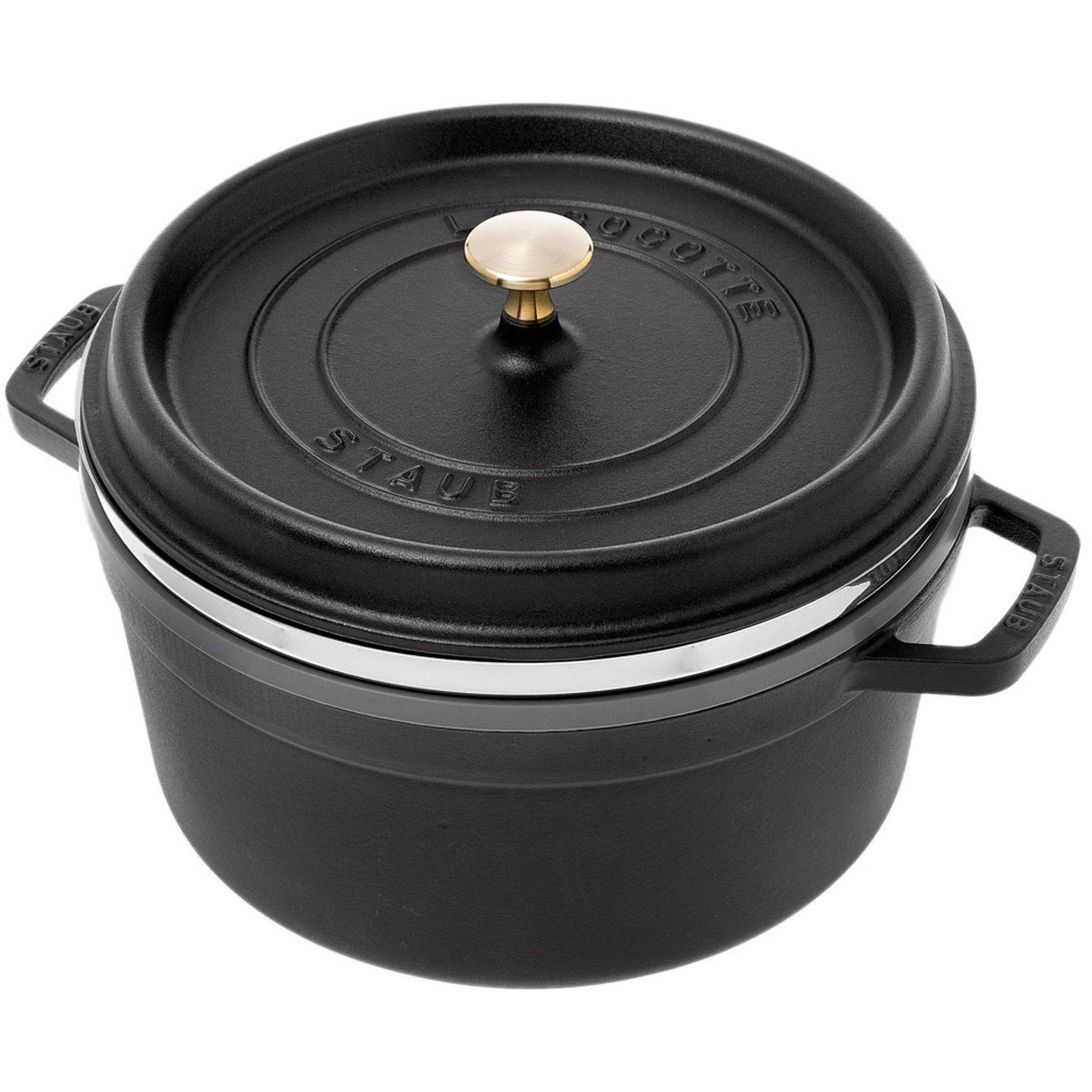 Staub roasting pan - cocotte 26cm, 5,2L, black with steam tray