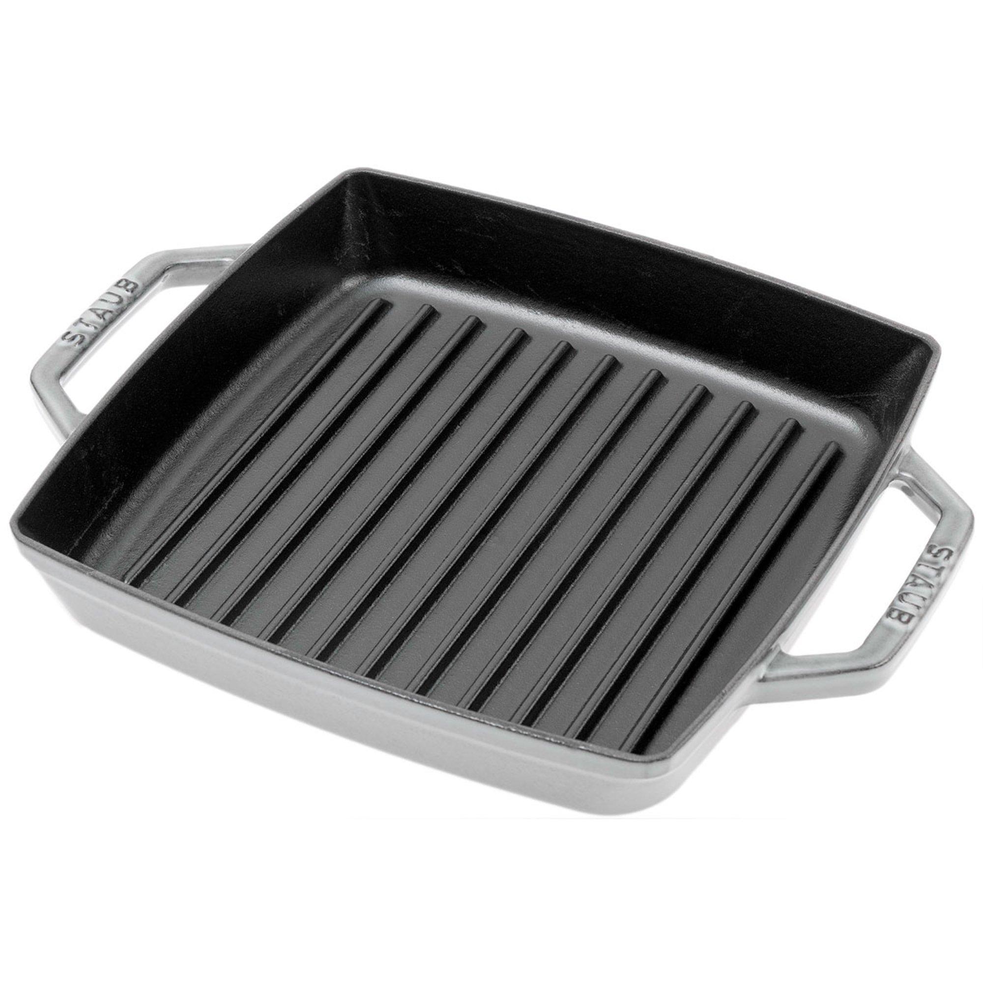 Patelnia grillowa Staub 23 cm, prostokątna, szara