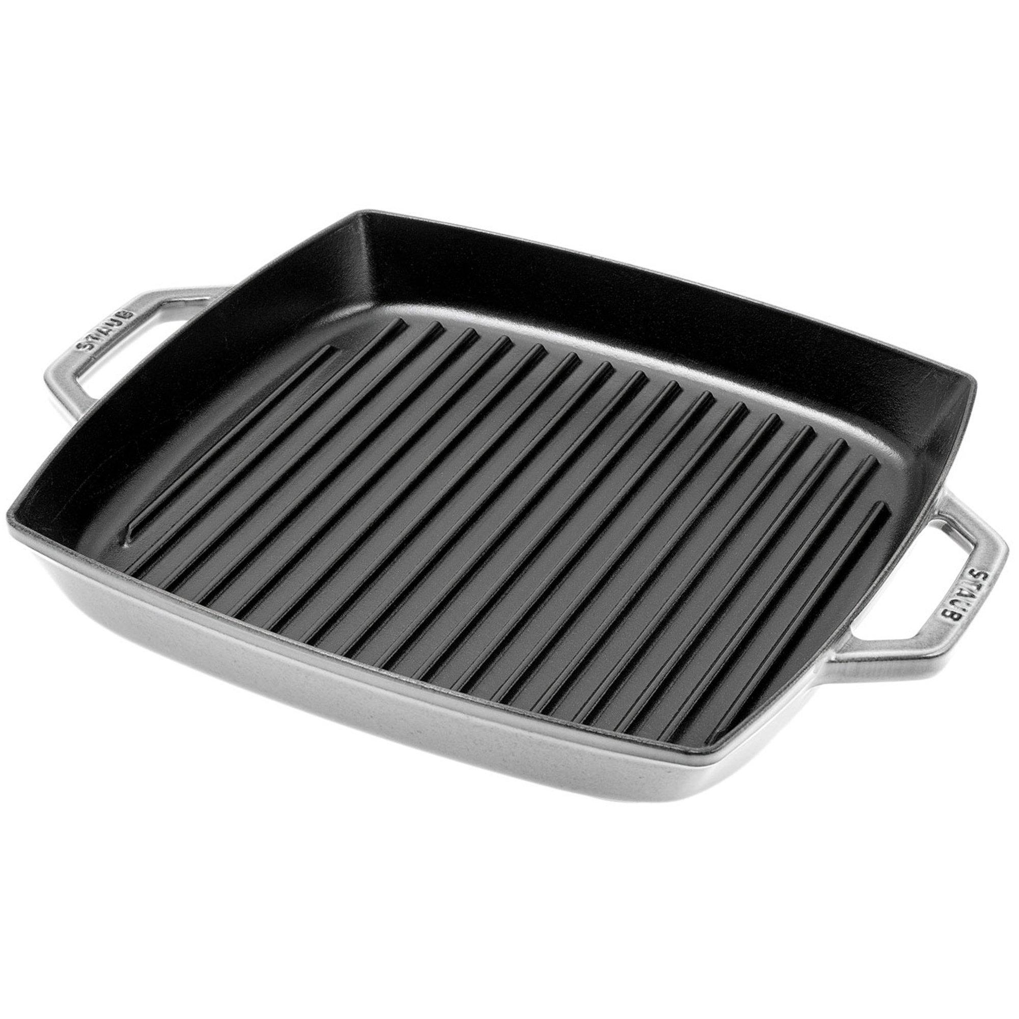 Patelnia grillowa Staub 33 cm, prostokątna, szara