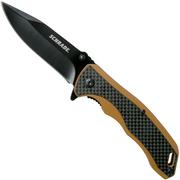 Schrade Ultra-Glide Flipper Knife 3.3" 1121082 Tan G10 & Carbon Fiber couteau de poche