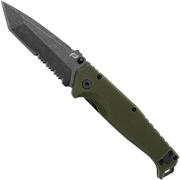 Schrade Melee Assisted Opening, 1159324 Blackwashed D2 Tanto, OD Green G10, couteau de poche