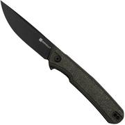 SENCUT Scitus S21042-3 Green Canvas Micarta Black Stonewashed D2, navaja