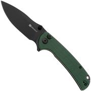 SENCUT Pulsewave S23032-3 Blackwashed, Green Canvas Micarta, pocket knife