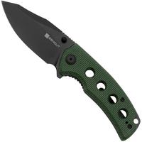 Image for Sencut Excalis S23068-3 Black 9Cr18MoV, Green Canvas Micarta pocket knife