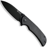 Sencut Borzam S23077-3 Black 9Cr18MoV, Black Canvas Micarta coltello da tasca