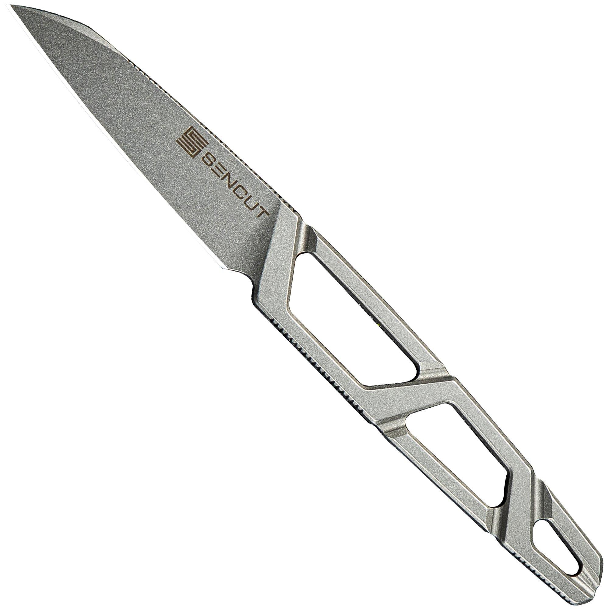 Nóż typu neck Sencut TEXO S23095-2 Fixed Blade Neck Knife Skeletonized One-Piece, Stonewashed, pokrowiec Kydex