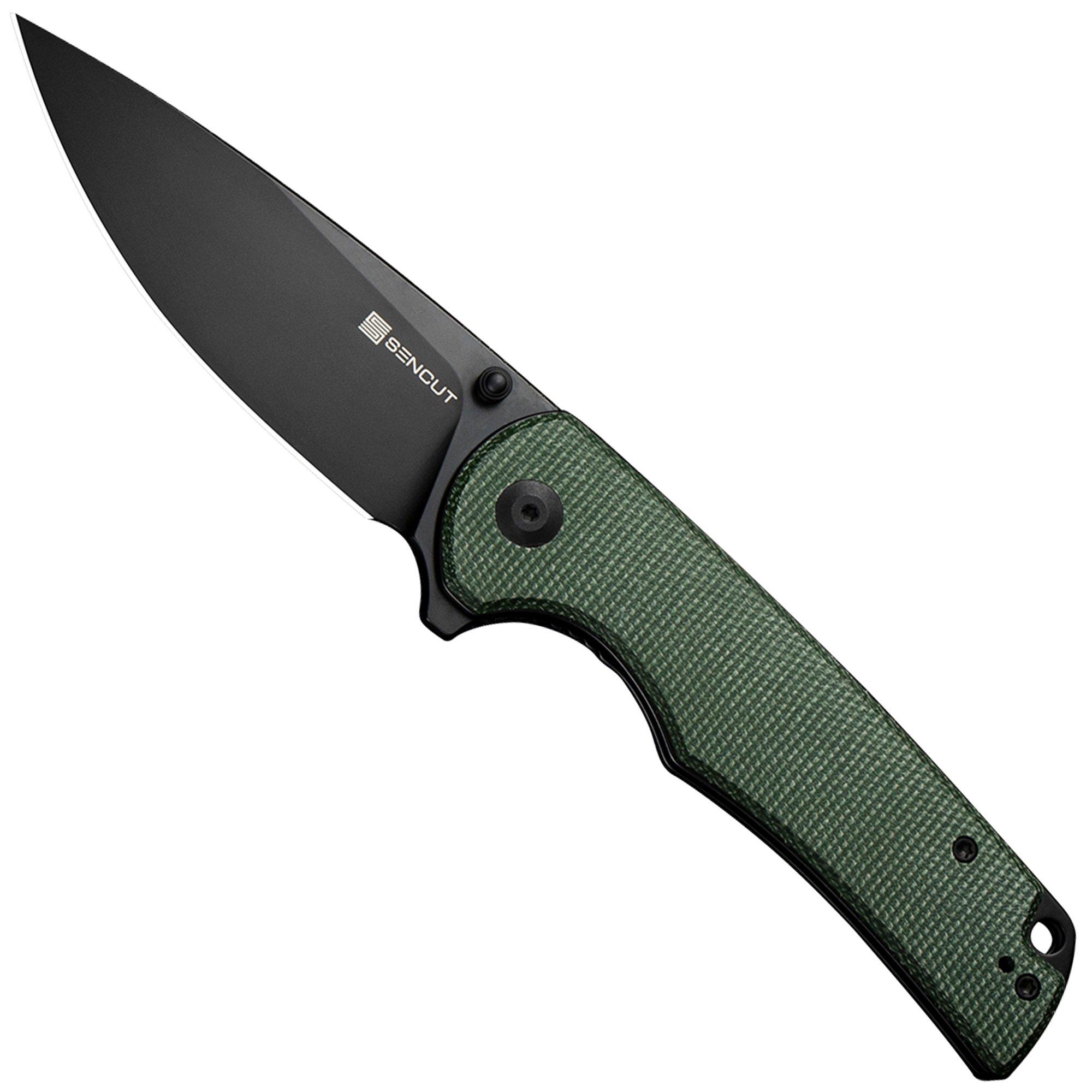 Nóż składany Sencut Praktisk S24019-3 Black 9Cr18MoV, Green Micarta
