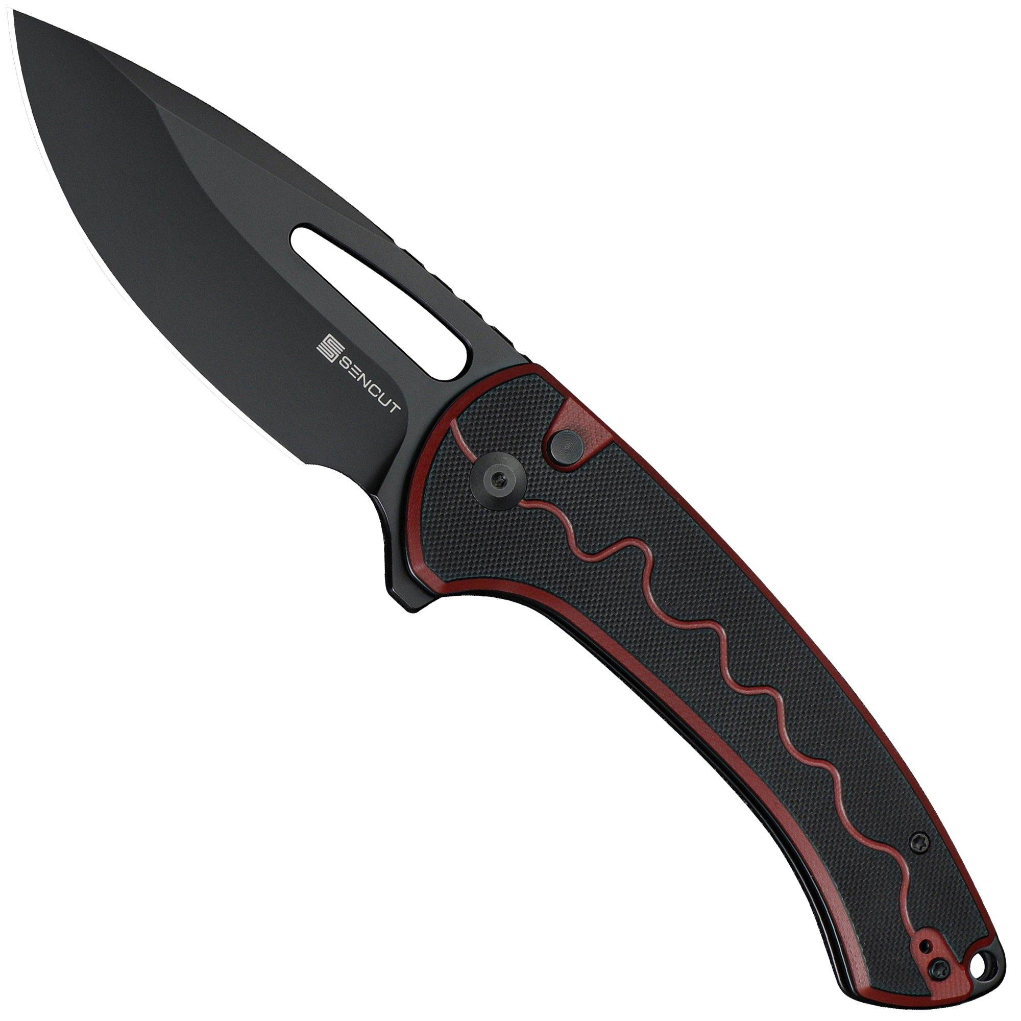 Nóż składany SENCUT Squiggy S24082A-3 Black Coating, Black/Burgundy G10