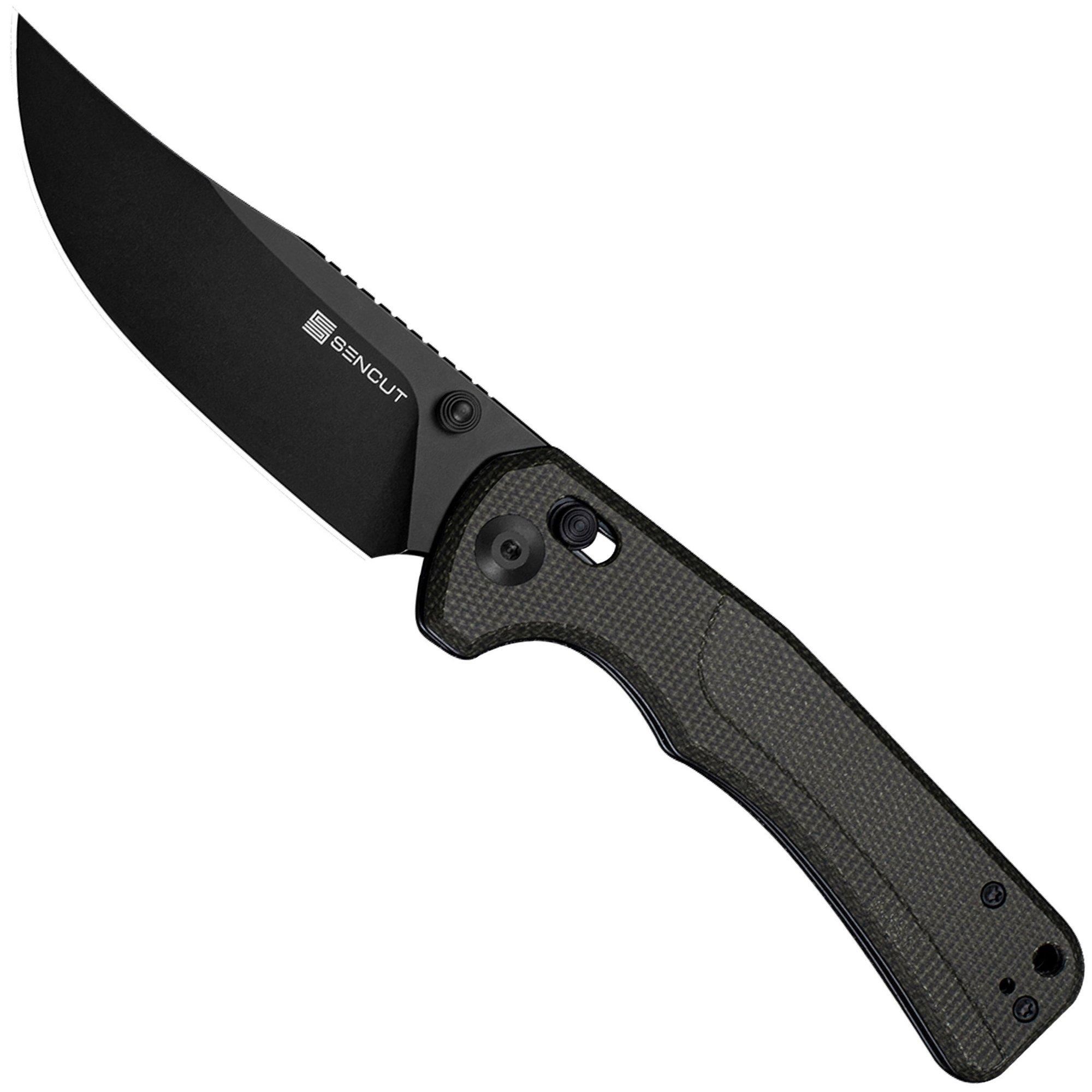 SENCUT Slybolt S25001A-1 Black 9Cr18MoV, Dark Green Micarta, zakmes