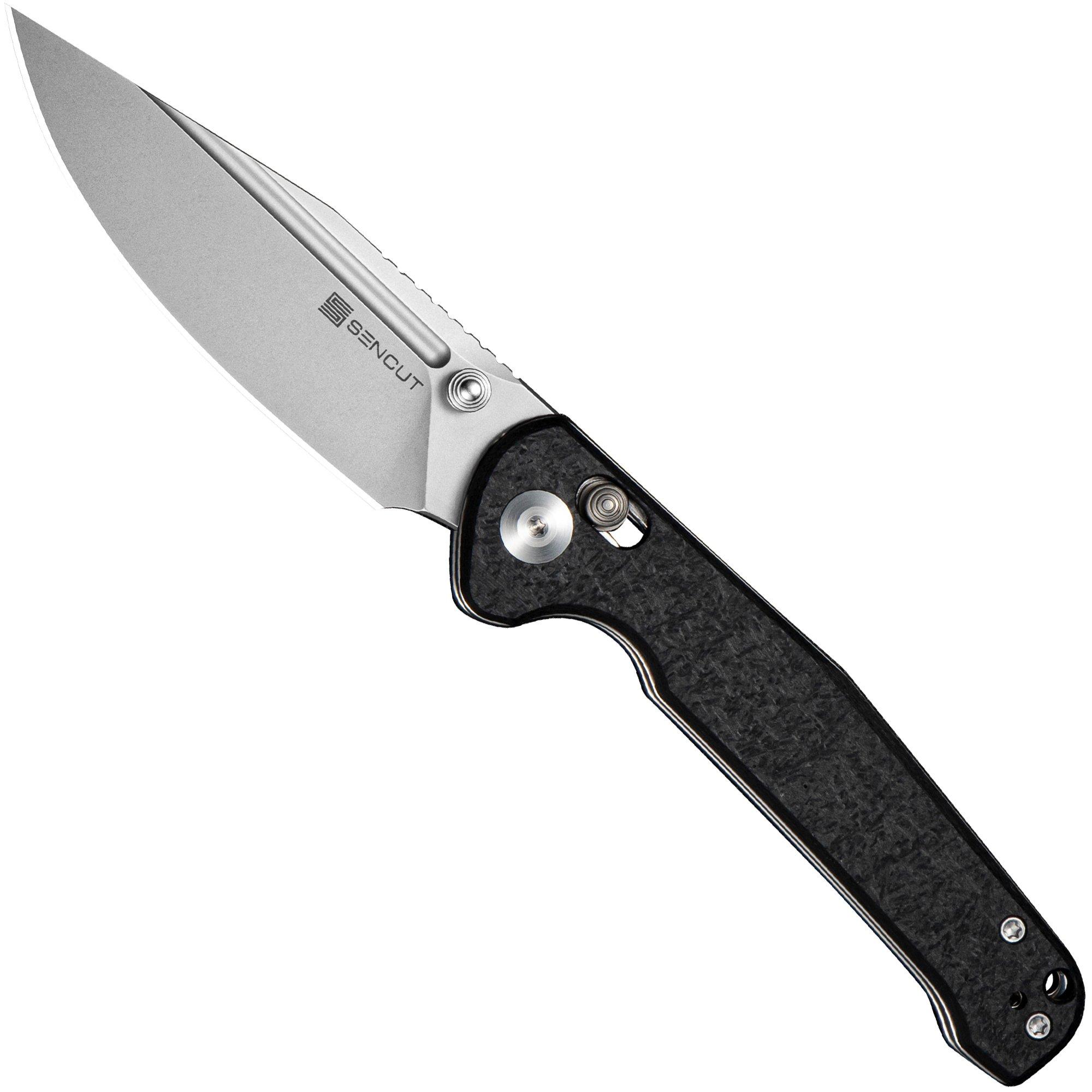 SENCUT Crowley S21012-2 Stonewashed, Black micarta, pocket knife