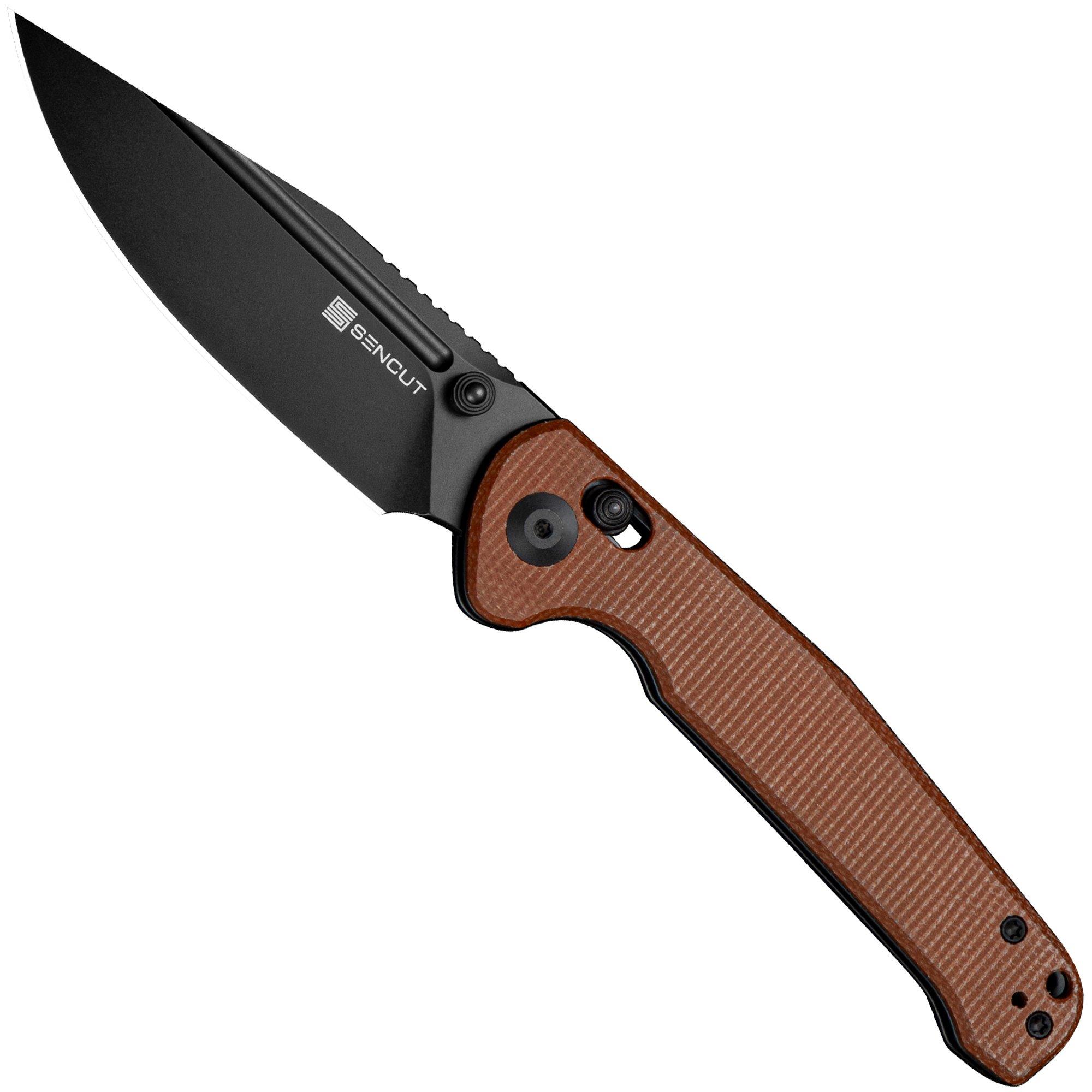 SENCUT Glenspar S25046-3 Black, Brown Canvas Micarta, pocket knife